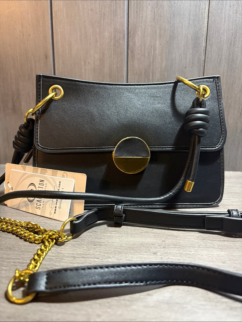 Black Crossbody Bag with Gold Accent #31